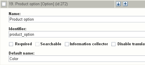 Class attribute edit interface for the "Option" datatype.