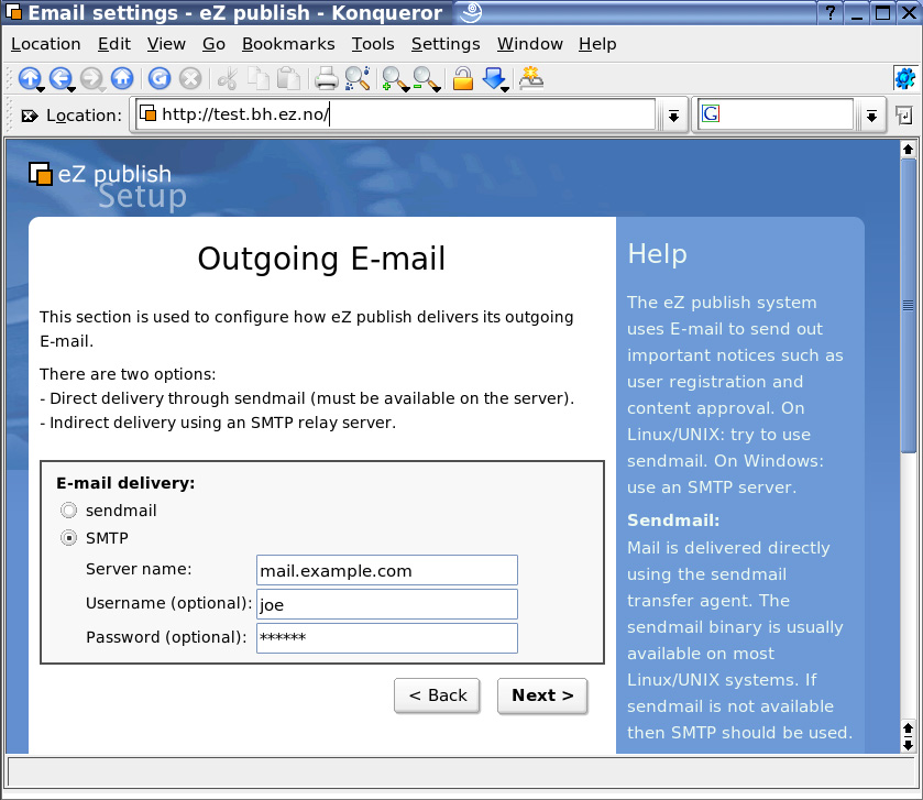 Setup Wizard step 3 (prefilled)