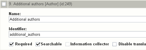 Class attribute edit interface for the "Authors" datatype.