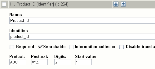 Class attribute edit interface for the "Identifier" datatype.
