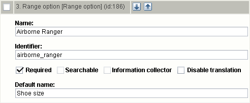 Class attribute edit interface for the "Range option" datatype.