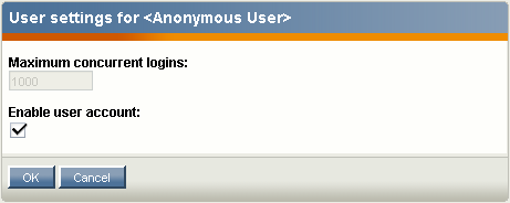Settings interface for the "User account" datatype.