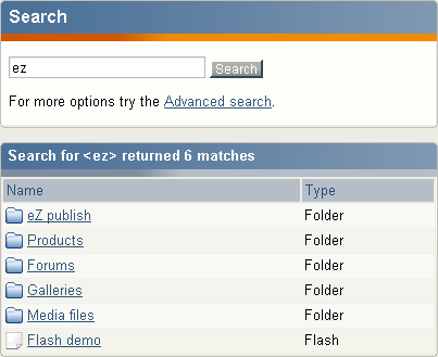 Standard search interface
