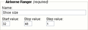 Object attribute edit interface for the "Range option" datatype.