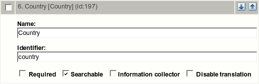 Class attribute edit interface for the "Country" datatype.