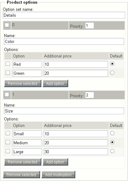 Object attribute edit interface for the "Multi-option" datatype.