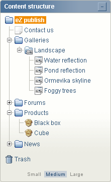 Enabled content structure menu.