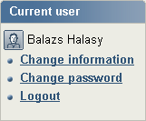 The "Current user" panel.