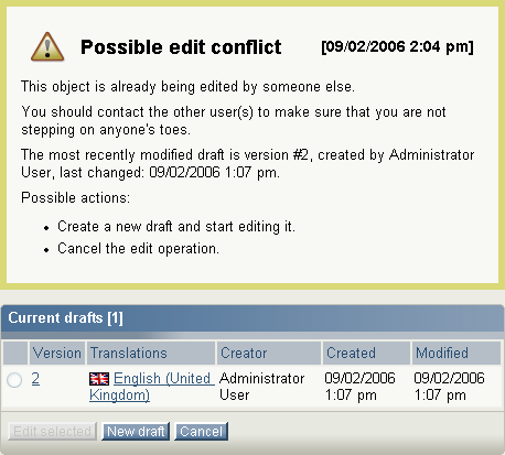 Edit conflict - different user.