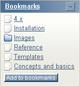The personal bookmarks panel.