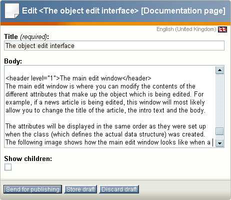 The main edit window.