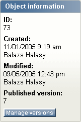 The "Object information" window.