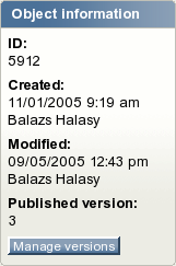 The "Object information" window.