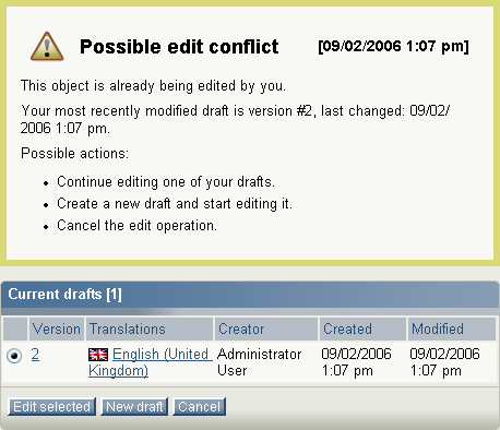 Edit conflict - same user.