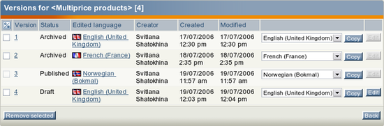 The version interface.