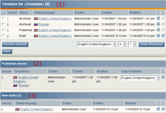 The version interface.