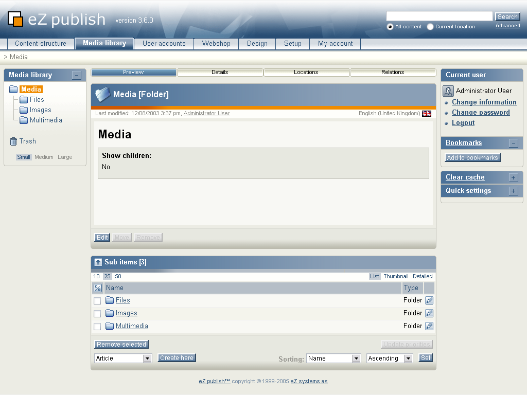 The "Media library" tab. The "Media library" tab.