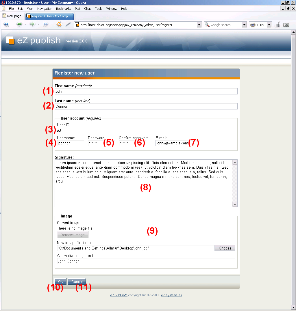The user registration interface. The user registration interface.