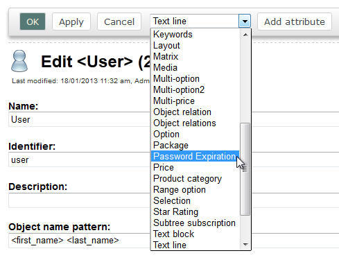 Adding the "Password Expiration" attribute to class.