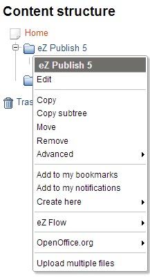 Content Structure PopUp Menu