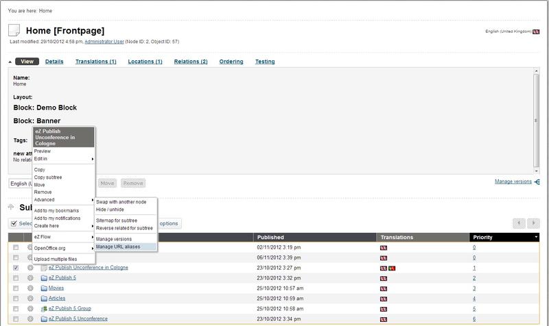 Managing URL Alias Option
