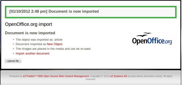 Object is Now Imported Message