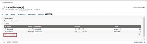 Removing Test Scenario