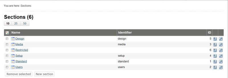 Sections Interface