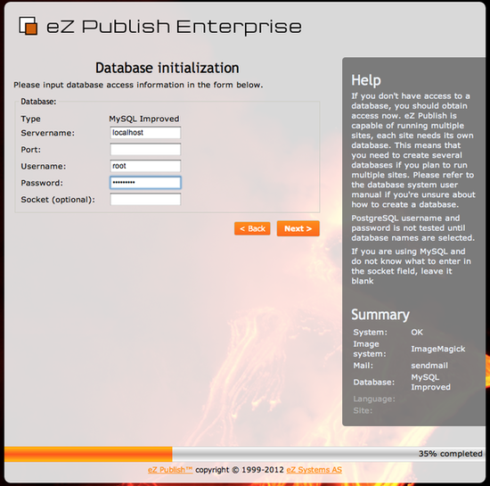 Setup Wizard Database Initialization
