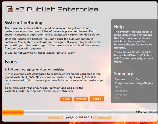 Setup Wizard System Finetuning