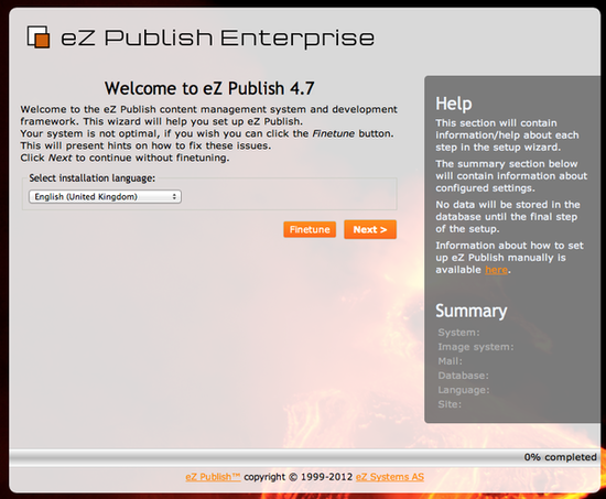 Setup Wizard Welcome Page