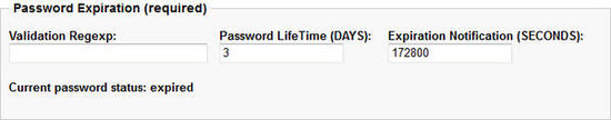 The "Password Expiration" field