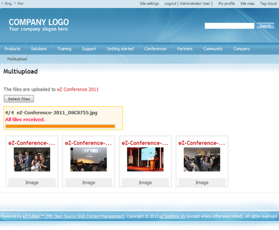 Uploading files with eZ Multiupload.