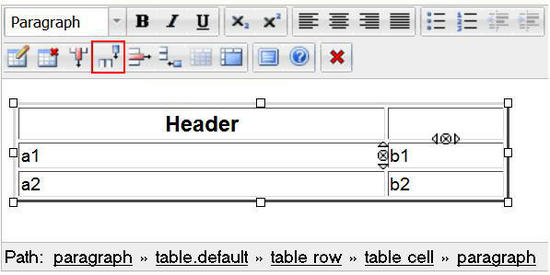 Use button to insert a new column