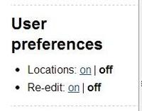 User Preferences Area