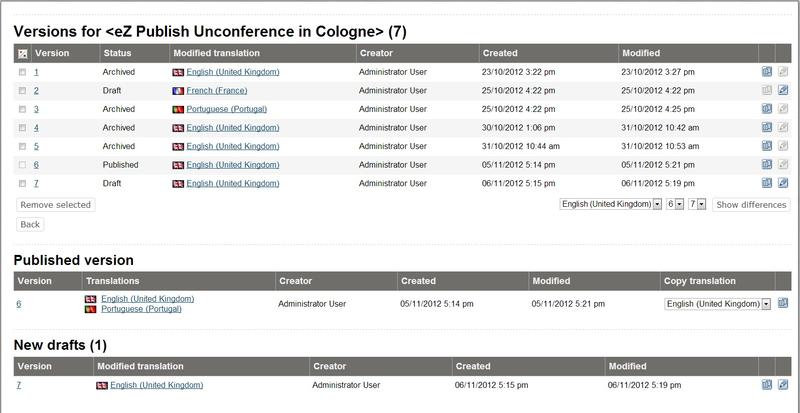 Version Management Interface