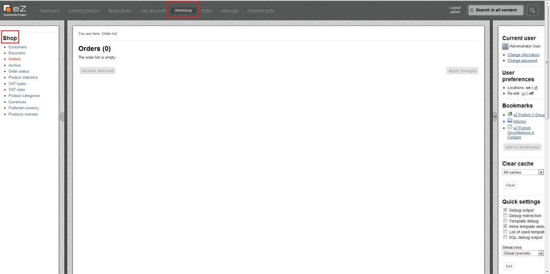 Webshop Tab